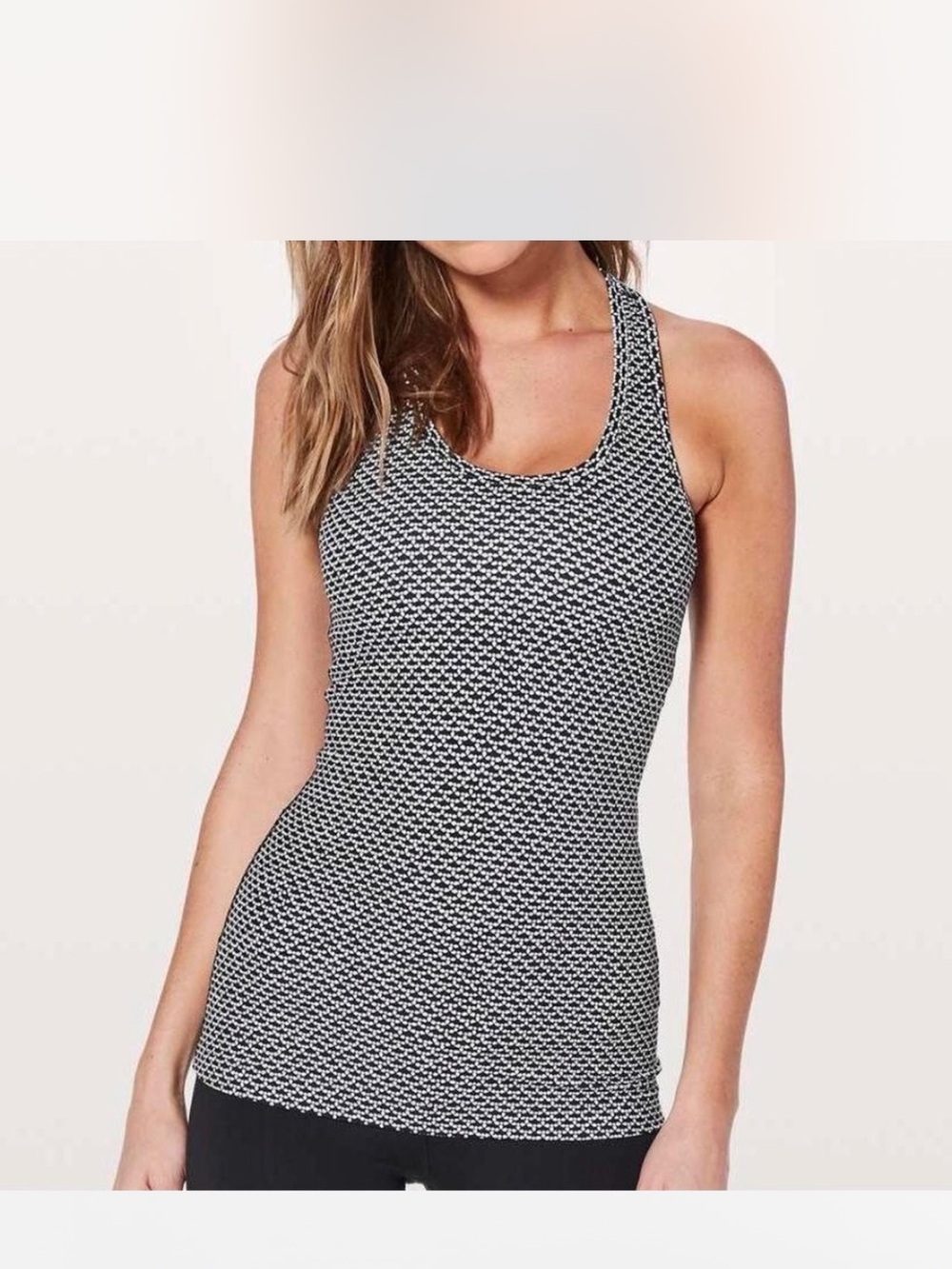 Lululemon Black & White Patterned Racerback Tank Top